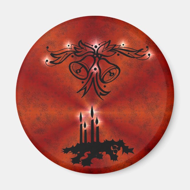 Íman Weihnachts Ornamente mit Sterne auf rot (Frente)