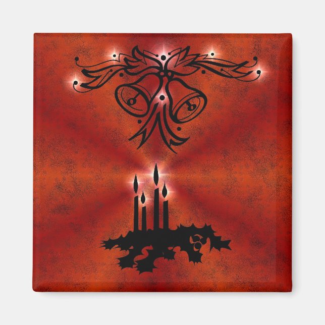 Íman Weihnachts Ornamente mit Sterne auf rot (Frente)