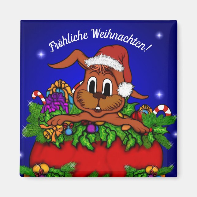 Íman Weihnachtskaninchen, Fröhliche Weihnachten! (Frente)