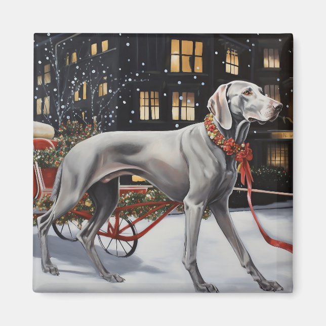 Íman Weimaraner Christmas Fesason Season (Frente)