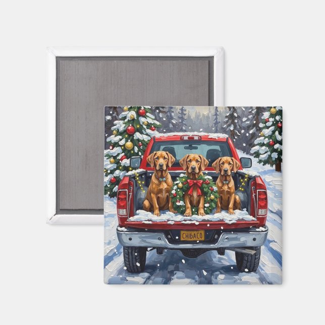 Íman Weimaraner Christmas Red Truck Holiday (Front/Back)