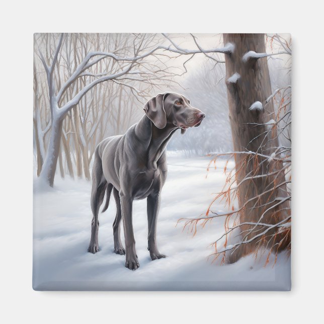 Íman Weimaraner Deixe-o nevar no Natal (Frente)