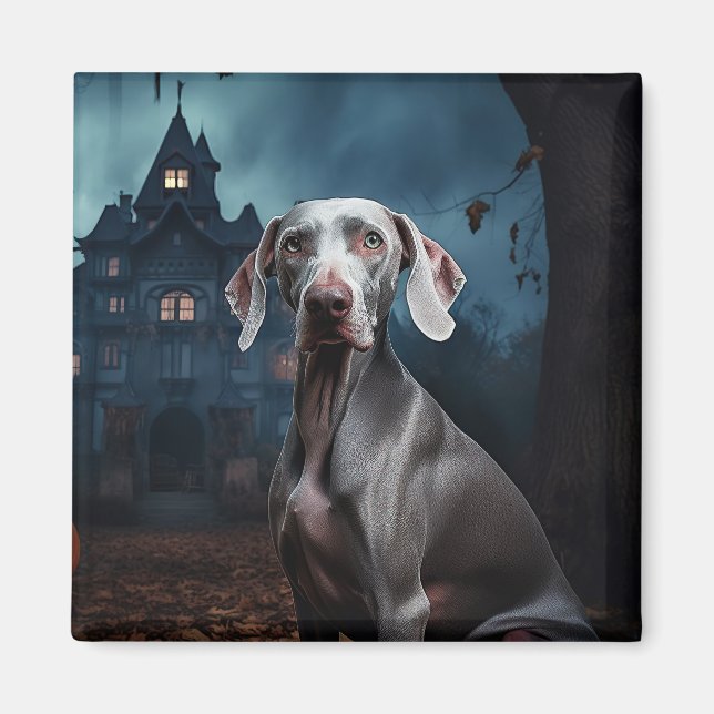 Íman Weimaraner Dia das Bruxas Assustador (Frente)