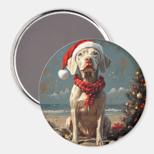 Íman Weimaraner Dog Christmas Vintage Beach