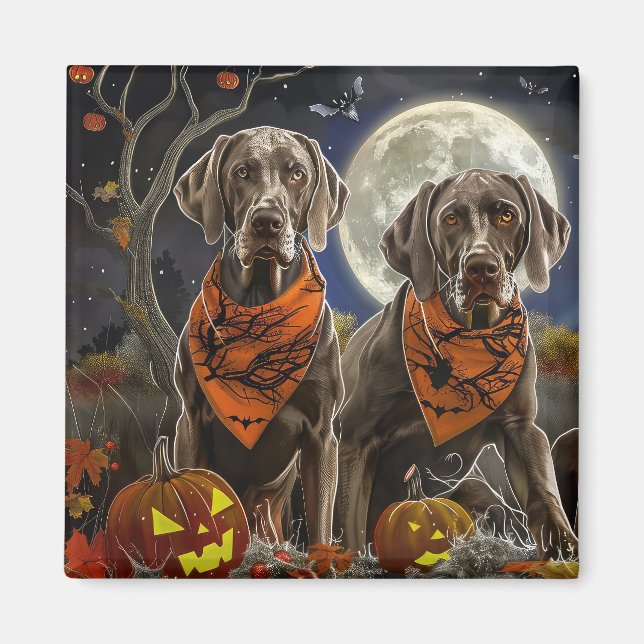 Íman Weimaraner Halloween Spooky (Frente)