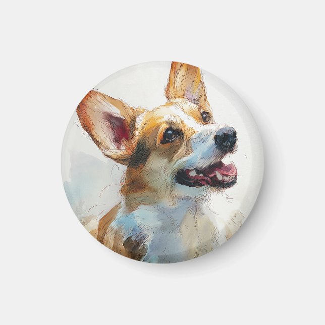Íman Welsh Pembroke corgi watercolor (Frente)
