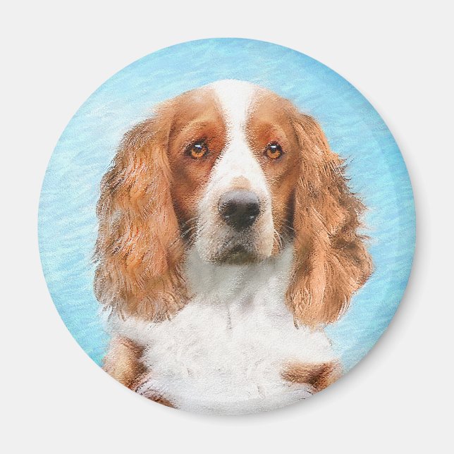 Íman Welsh Springer Spaniel Painting - Arte Original De (Frente)