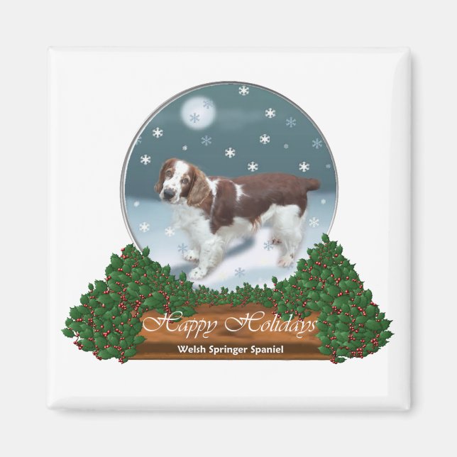 Íman Welsh Springer Spaniel presentes de Natal (Frente)