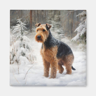 Íman Welsh Terrier Deixe-o nevar no Natal