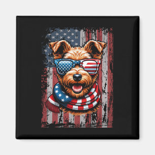 Íman Welsh Terrier Dog Sobrevoa A Bandeira Dos Eua 4 De