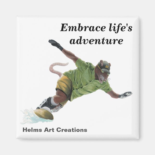 Íman Wererat Snowboarder Sport Fantasy Button Magnet (Frente)