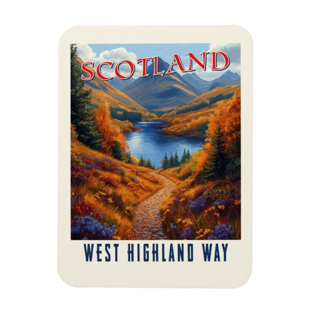 Íman West Highland Way Scotland Vintage Hiking Viagem (Vertical)
