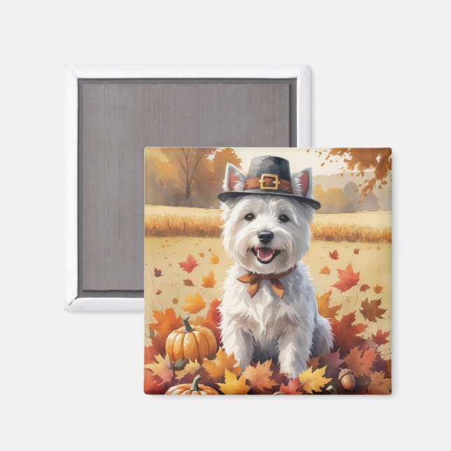 Íman West Highland White Terrier Autumn Leaves (Front/Back)