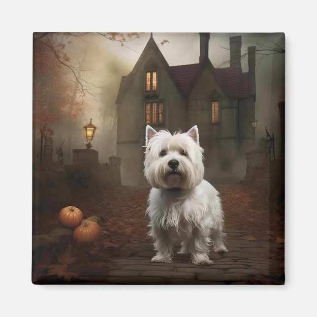 Íman West Highland White Terrier Dia das Bruxas Assusta (Frente)