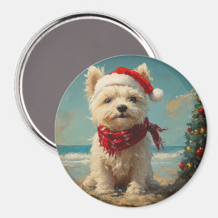 Íman West Highland White Terrier Dog Christmas Beach