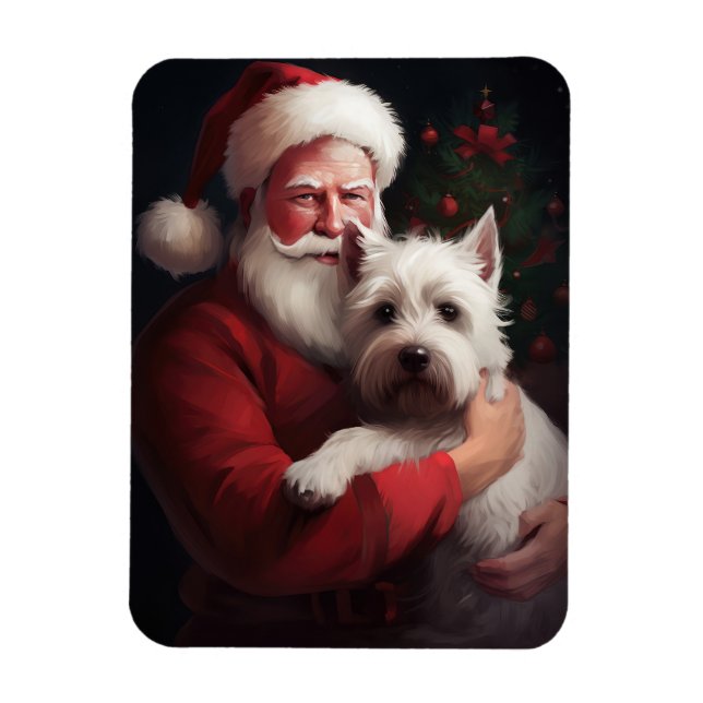 Íman West Highland White Terrier Santa Claus Natal (Vertical)