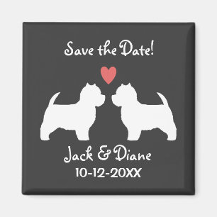 Íman West Highland White Terriers Casamento Salve a Dat