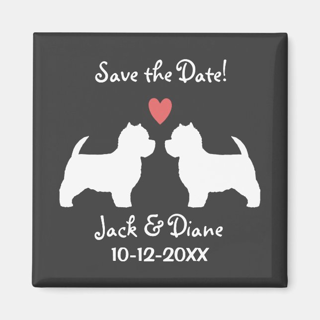 Íman West Highland White Terriers Casamento Salve a Dat (Frente)