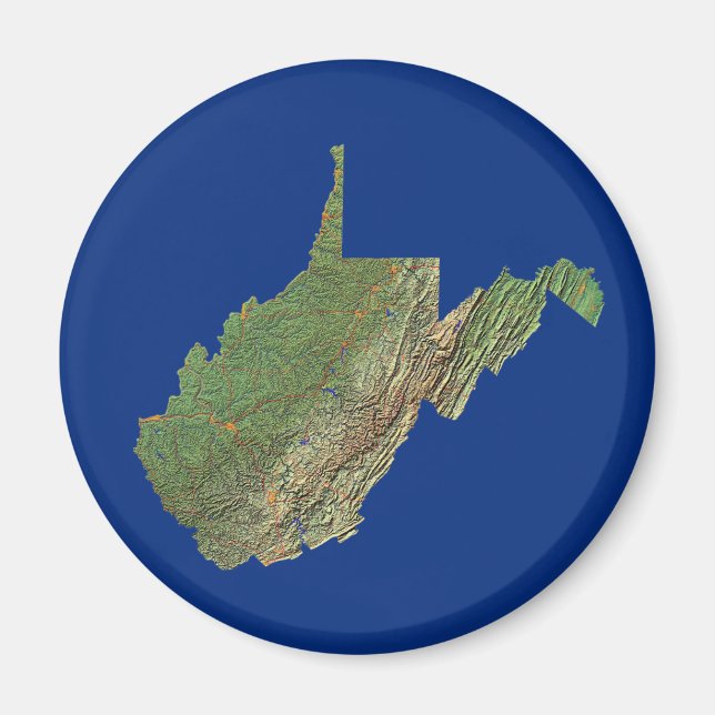 Íman West Virginia Map Magnet (Frente)