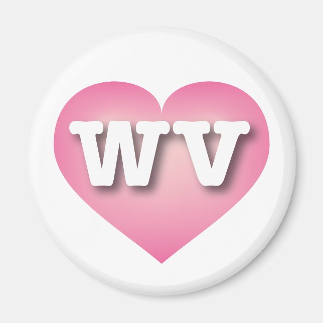 Íman West Virginia Pink Fade Heart - Eu amo WV (Frente)