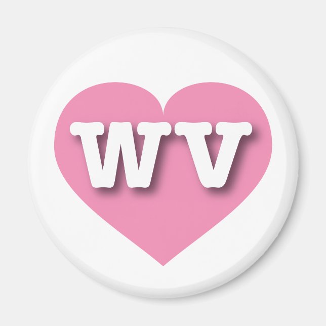 Íman West Virginia Pink Heart - Eu amo WV (Frente)