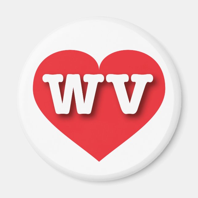 Íman West Virginia Red Heart - Eu amo WV (Frente)