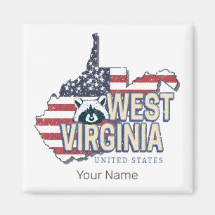 Íman West Virginia United States Retro Map Vintage EUA