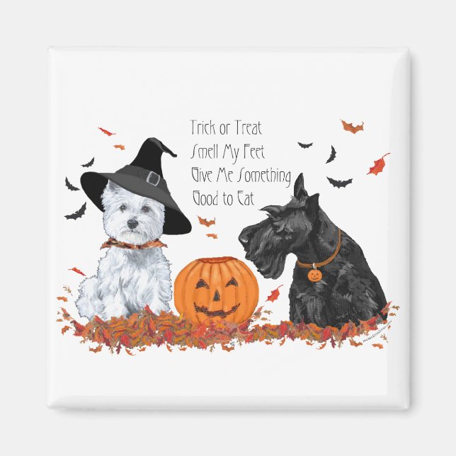 Íman Westie e Scottie no Halloween (Frente)