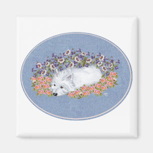 Íman Westie Floral Repose