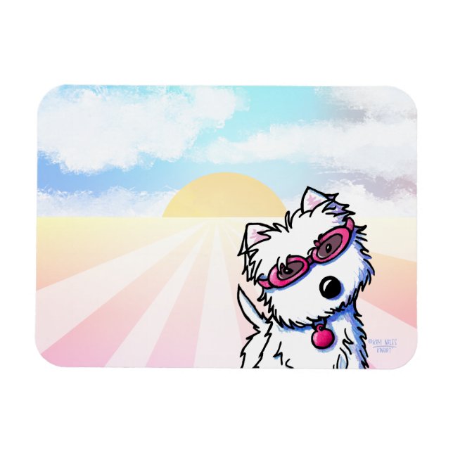 Íman Westie Sol de Verão (Horizontal)