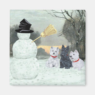 Íman Westies e Scottie com Boneco de Neve