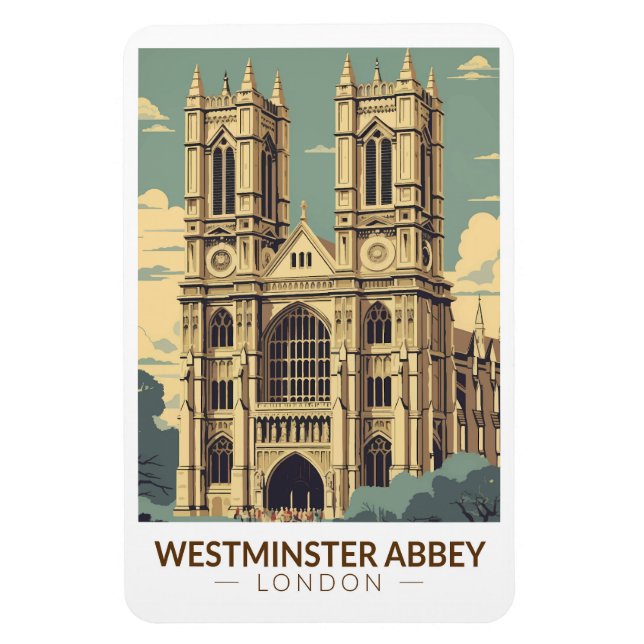 Íman Westminster Abbey England Viagem Art Vintage (Vertical)