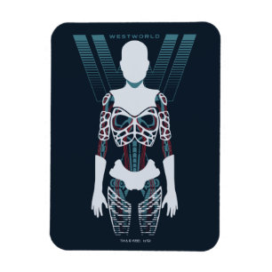 Íman Westworld Esqueleto Android Sobre Logotipo