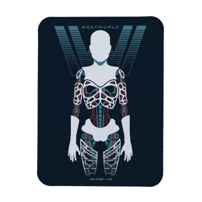 Íman Westworld | Esqueleto Android Sobre Logotipo (Vertical)