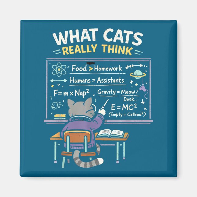 Íman What Cats Really Think Physics Graphic Art (Frente)