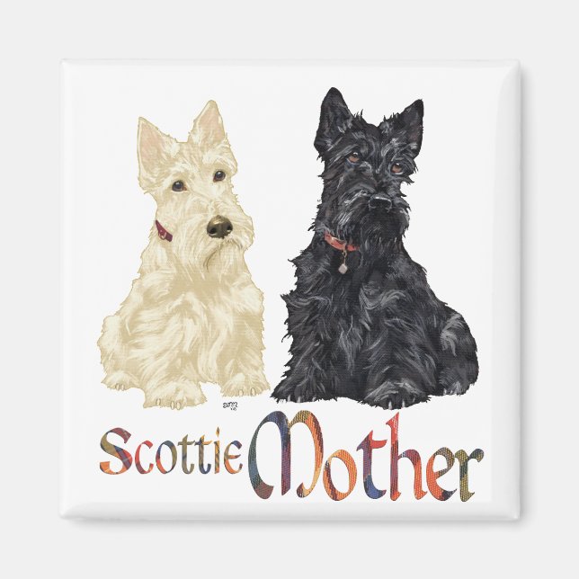Íman Wheaten & Black Scotties Dia das Mães (Frente)
