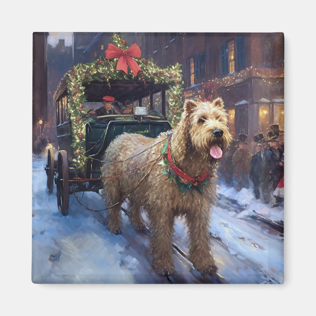 Íman Wheaten Terrier Christmas Fesason (Frente)
