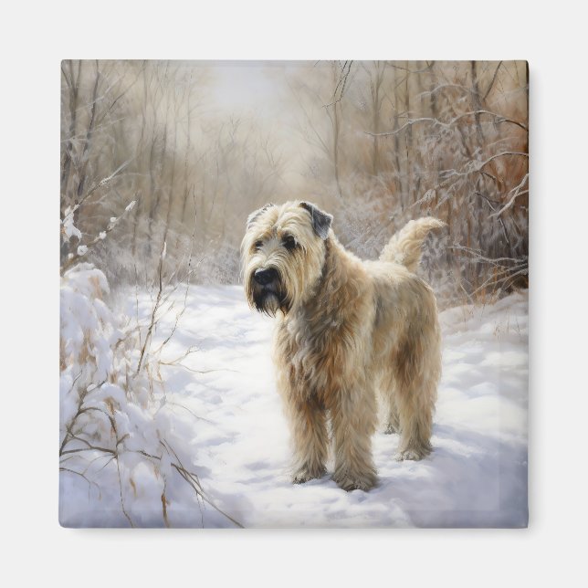 Íman Wheaten Terrier Deixe-o nevar no Natal (Frente)
