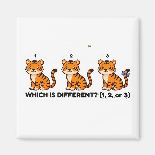 Íman Which Is Different? Cute Tiger Animal World Game (Frente)