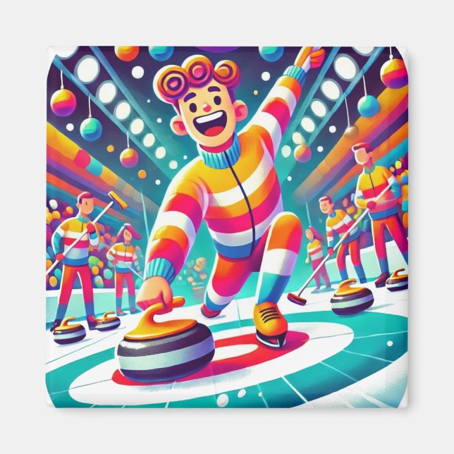 Íman Whimsic Funny Curling Sport (Frente)