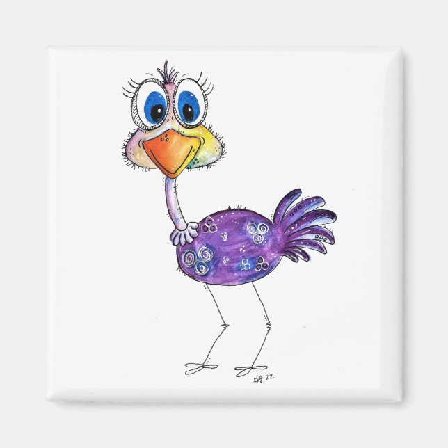 Íman Whimsic Happy Purple Ostrich (Frente)