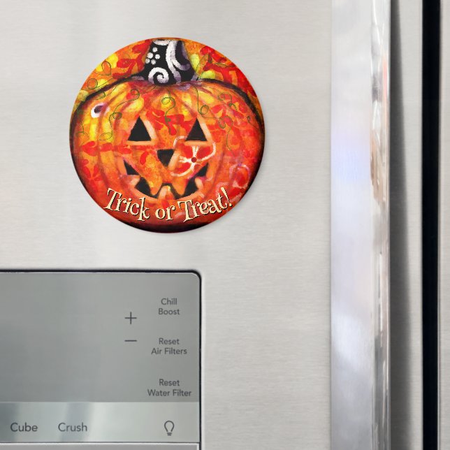 Íman Whimsical Abstract Jack O Lantern Personalized (In Situ (Fridge))