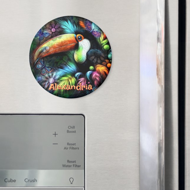 Íman Whimsical Abstract Toucan Bird Personalized (In Situ (Fridge))