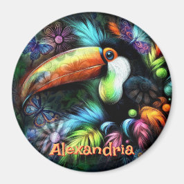 Íman Whimsical Abstract Toucan Bird Personalized