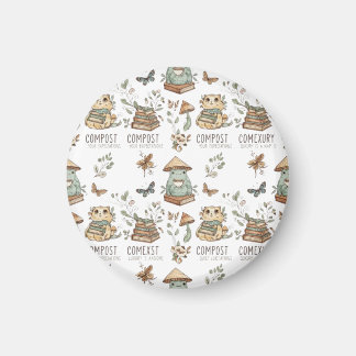 Íman Whimsical "Compost Your Expectations" Frog & Cat P