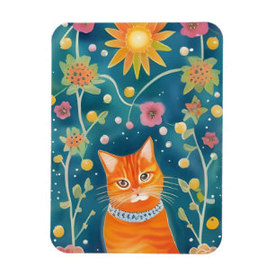 Íman Whimsical Folk Art Tabby Cat