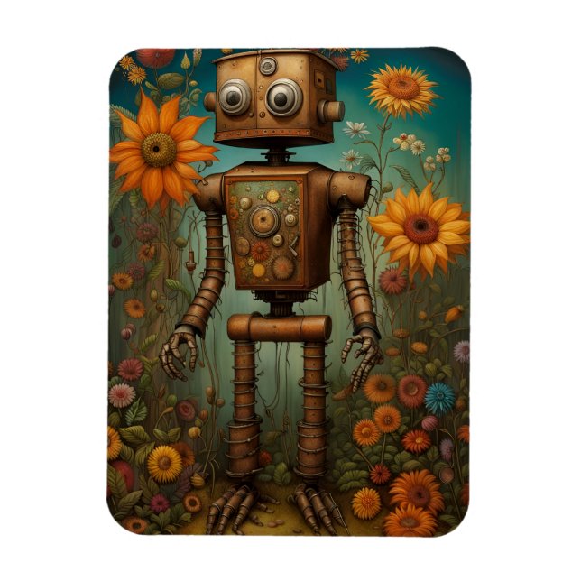 Íman Whimsical Garden Robot | Arte Digital (Vertical)