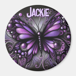 Íman Whimsical Gothic Butterfly Purple Personalized