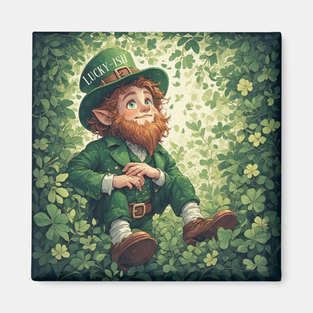 Íman Whimsical Lucky-ish Leprechaun Lush Forest Magical (Frente)