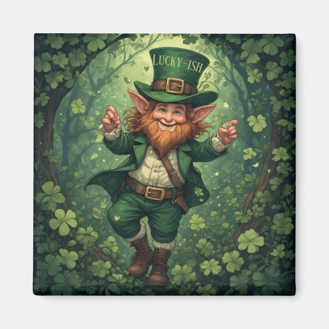 Íman Whimsical Lucky-ish Leprechaun Lush Forest Nursery (Frente)